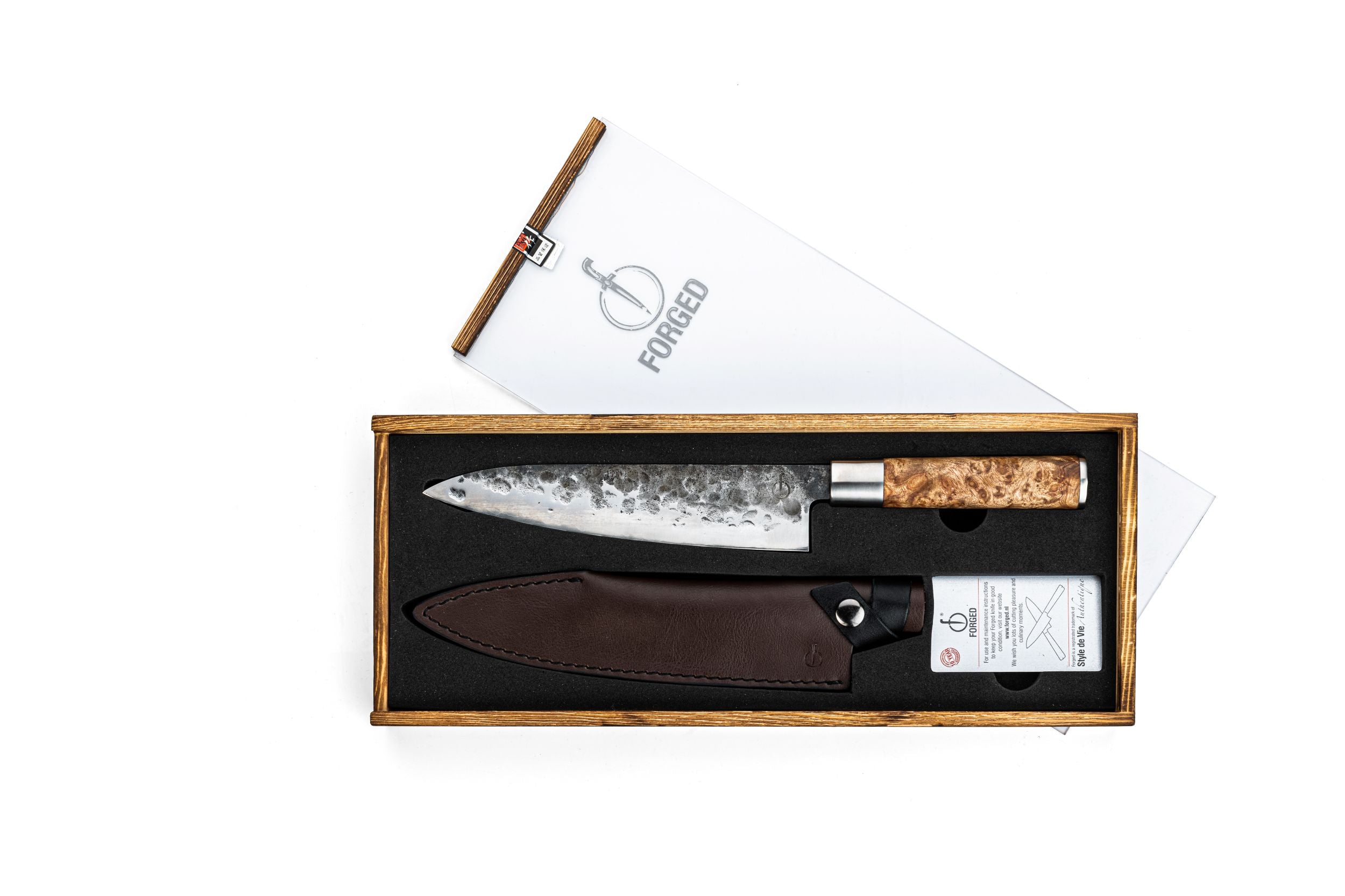 Forged VG10 Koksmes met lederen hoes