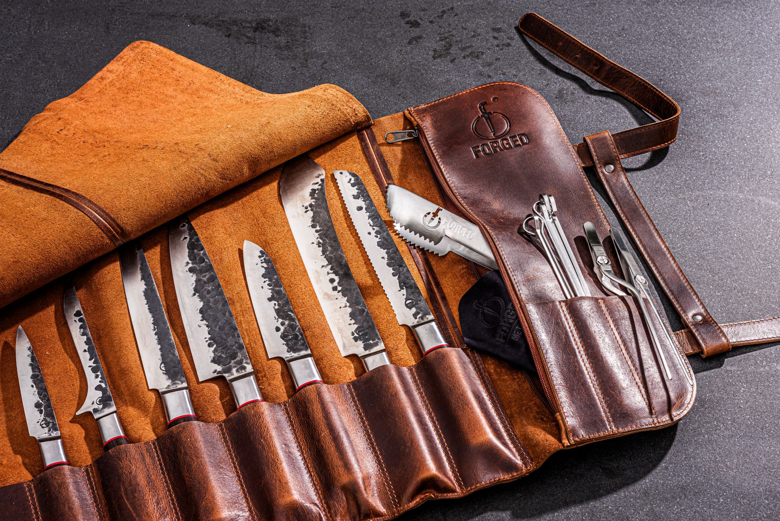 Forged Messenfoedraal bruin leder