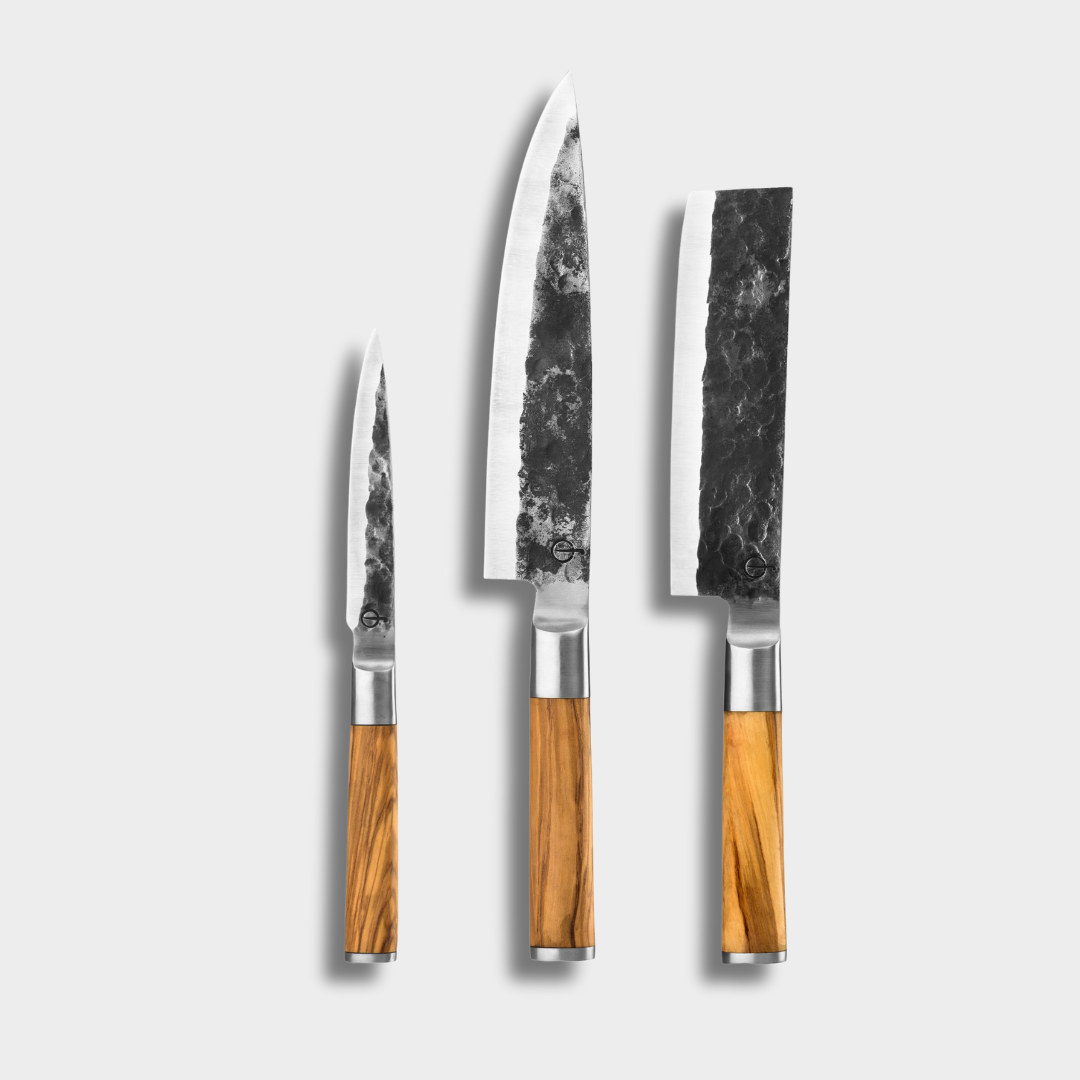 Forged 3-delige Messenset Olijfhout