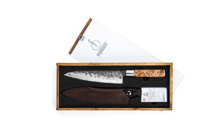 Forged VG10 Koksmes met lederen hoes