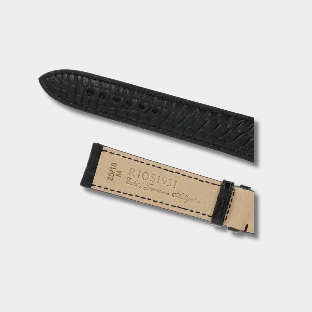 Horlogeband Alligatorleer Prestige zwart - De Horlogebanden Specialist
