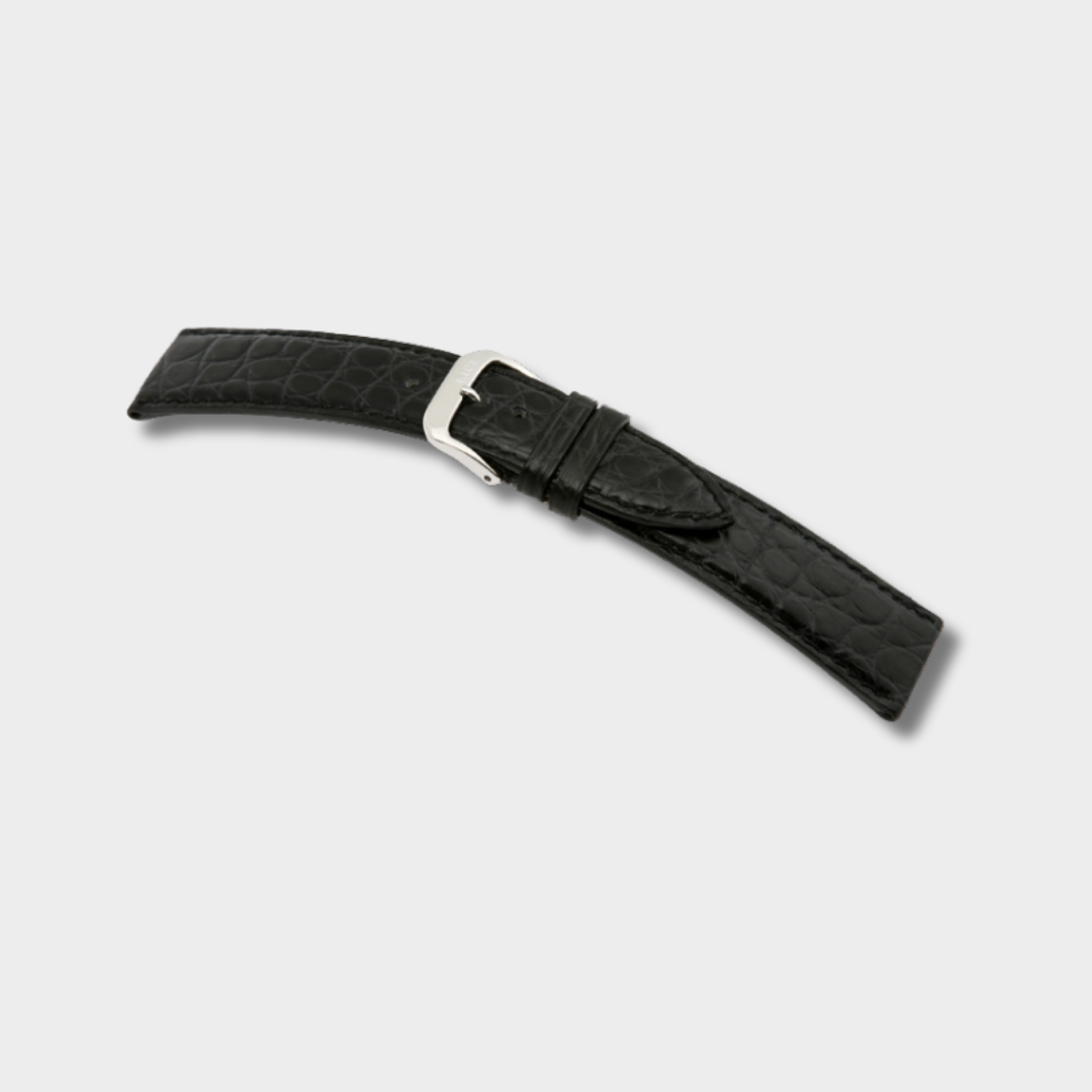Horlogeband Alligatorleer Prestige zwart - De Horlogebanden Specialist