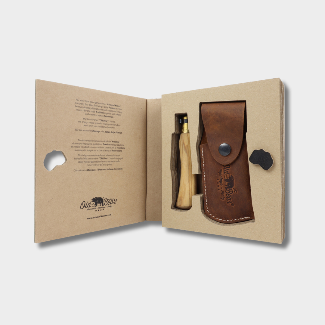 Klassiek Vouwmes Olijfhout M Gift Box - Old Bear