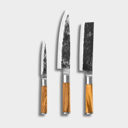 Forged 3-delige Messenset Olijfhout