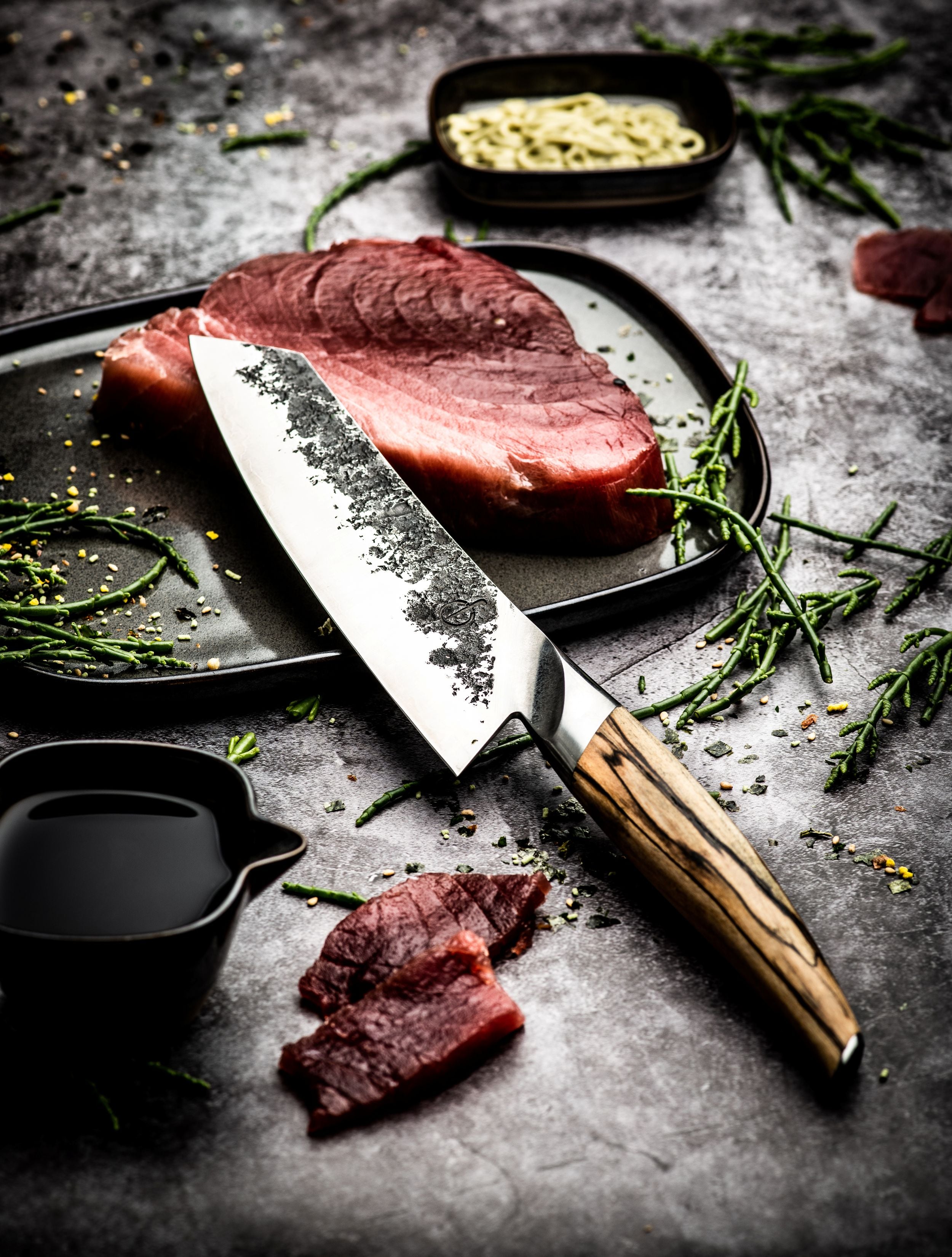 Forged Katai Santokumes Wortelhout