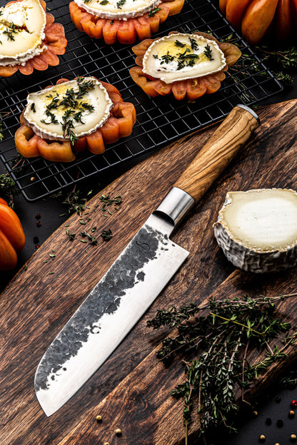 Forged Olijfhout Santokumes 18cm